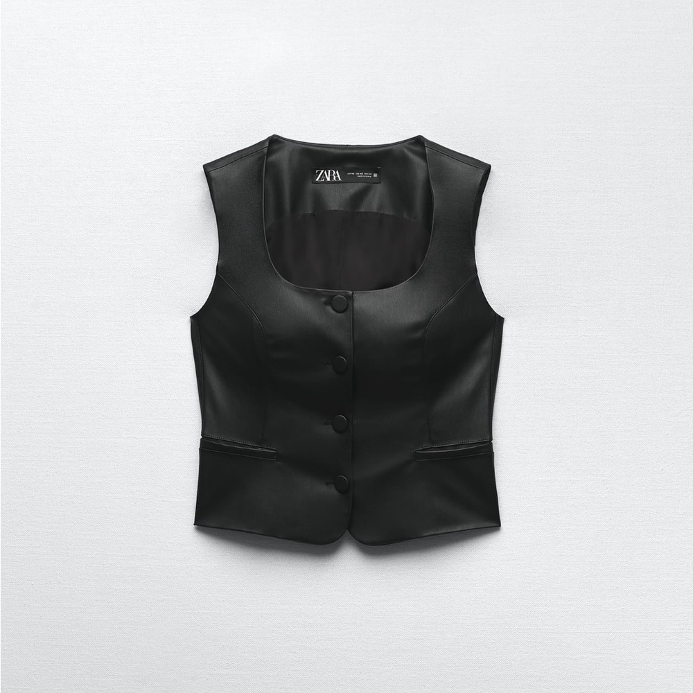 Zara Black Faux Leather Vest